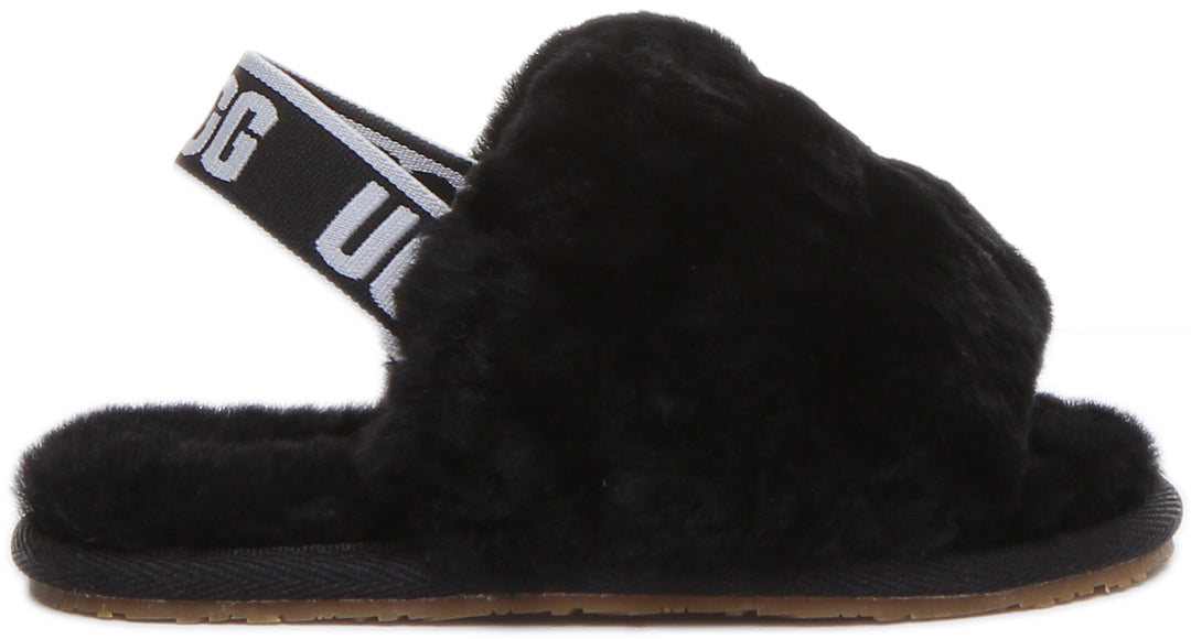 Ugg Australia Fluff Yeah Slides Black For Infants Sheepskin