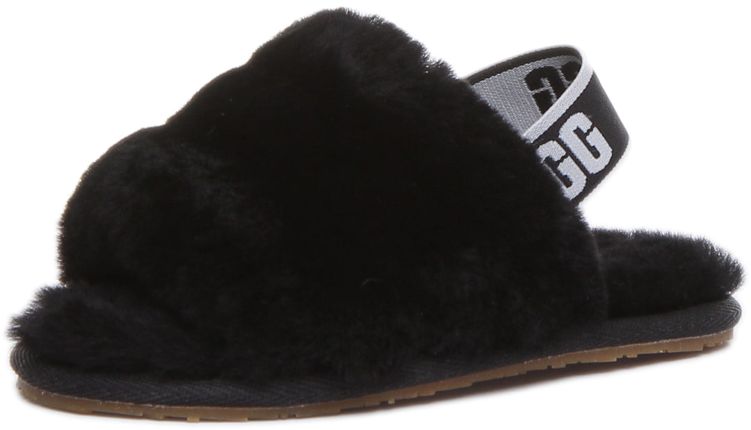Ugg Australia Fluff Yeah Slides Black For Infants Sheepskin