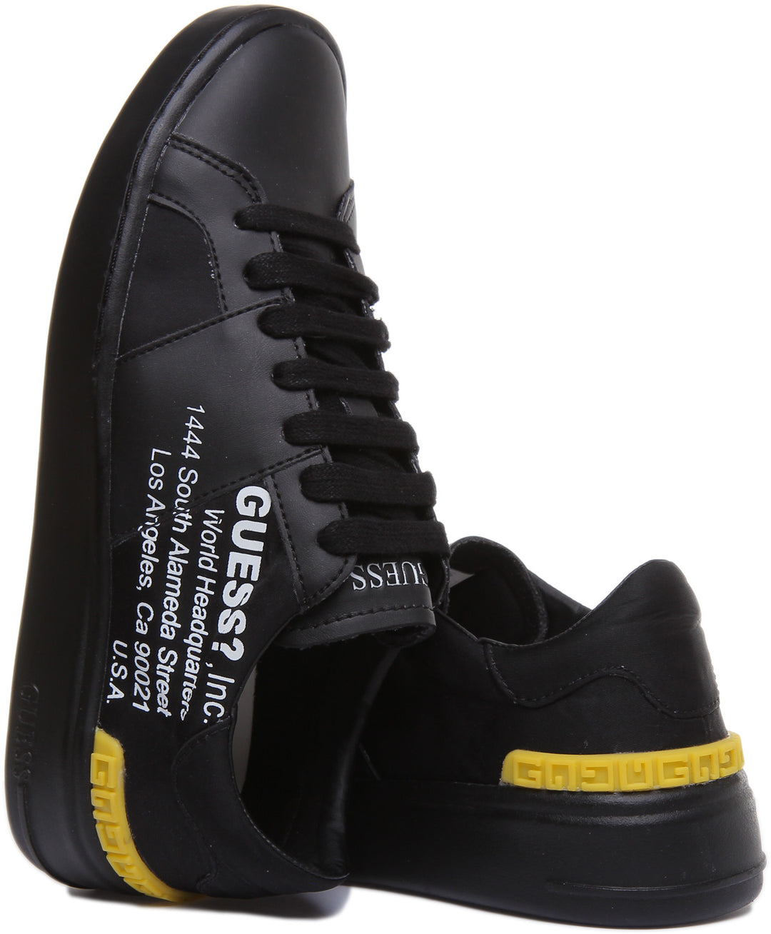Guess Verona Low Smart Chaussures de sport synthétiques à lacets pour hommes en noir