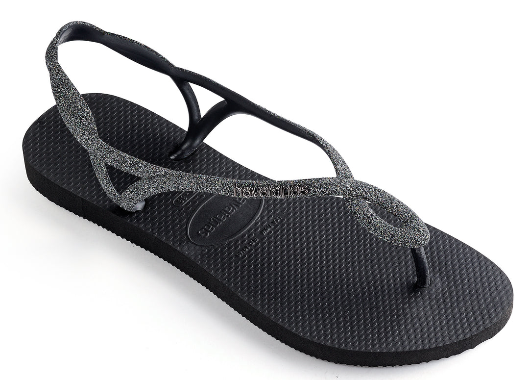 Havaianas Luna Premium Sandalo da donna glitterato con cinturino posteriore in nero