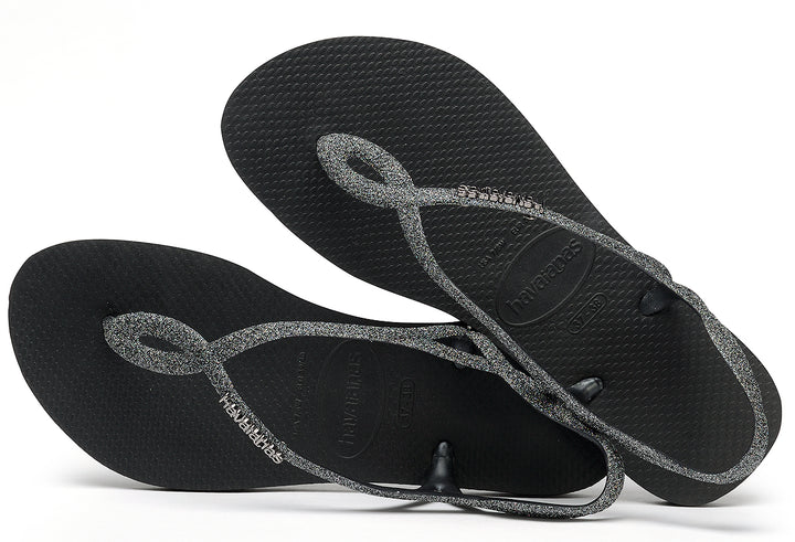 Havaianas Luna Premium Sandalo da donna glitterato con cinturino posteriore in nero