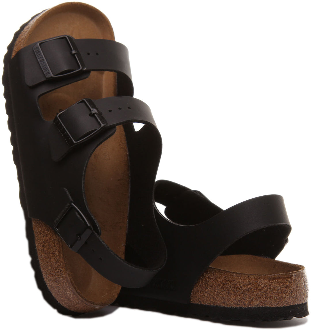 Birkenstock Milano Sandalia Birko Flor con correa de tobillo para en negro