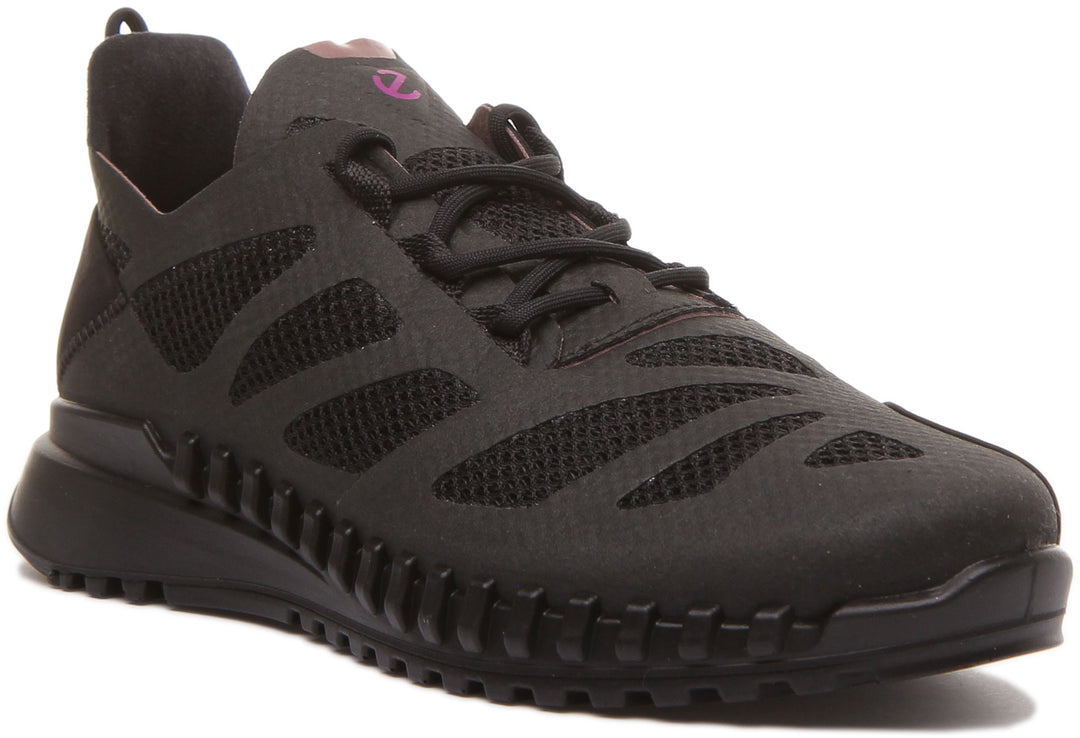 Ecco Zipflex In Black For Women Lightweight Breathable Nubuck