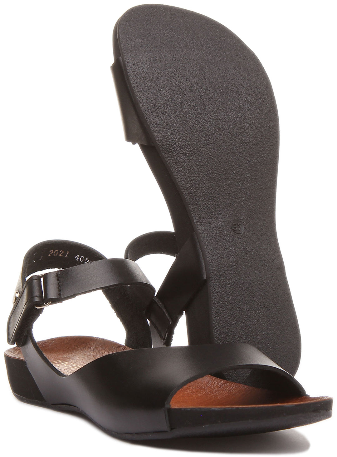 Jimena Flat Comfort Sandal with Strap in Black