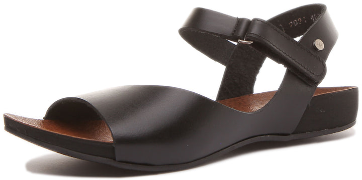 Jimena Flat Comfort Sandal with Strap in Black
