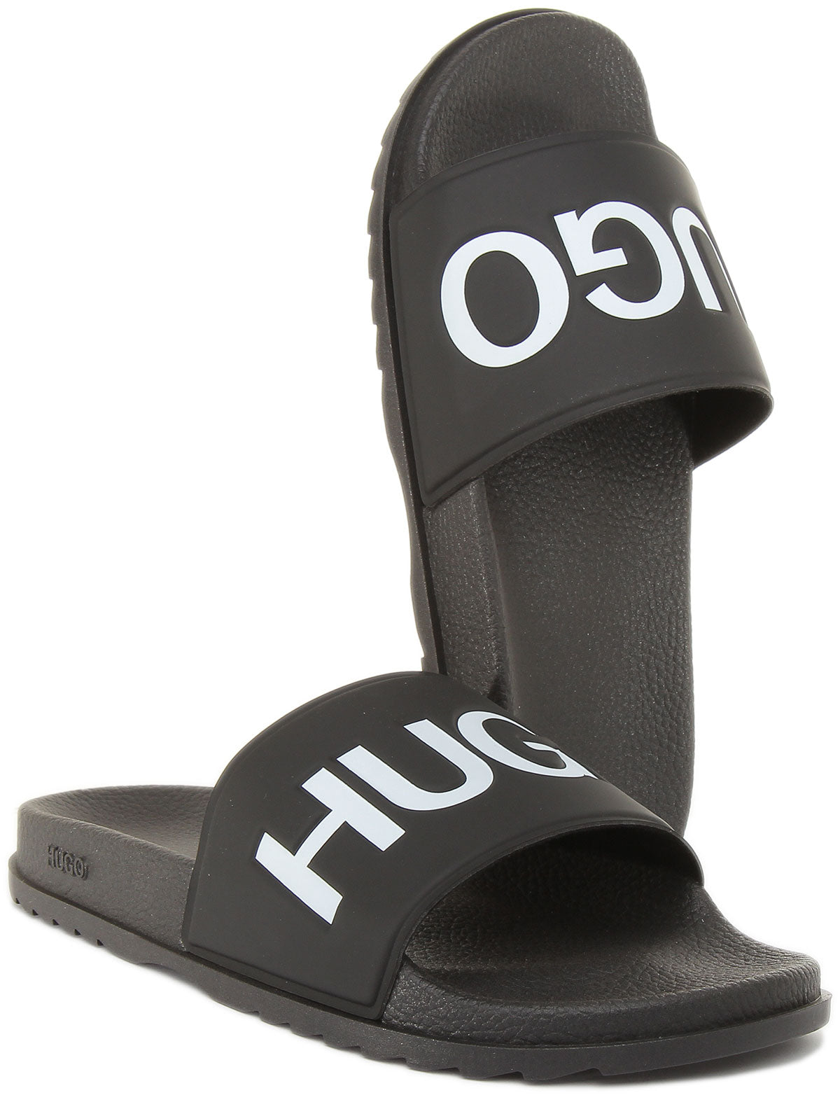 Hugo Match Sliders In Black For Men 4feetshoes