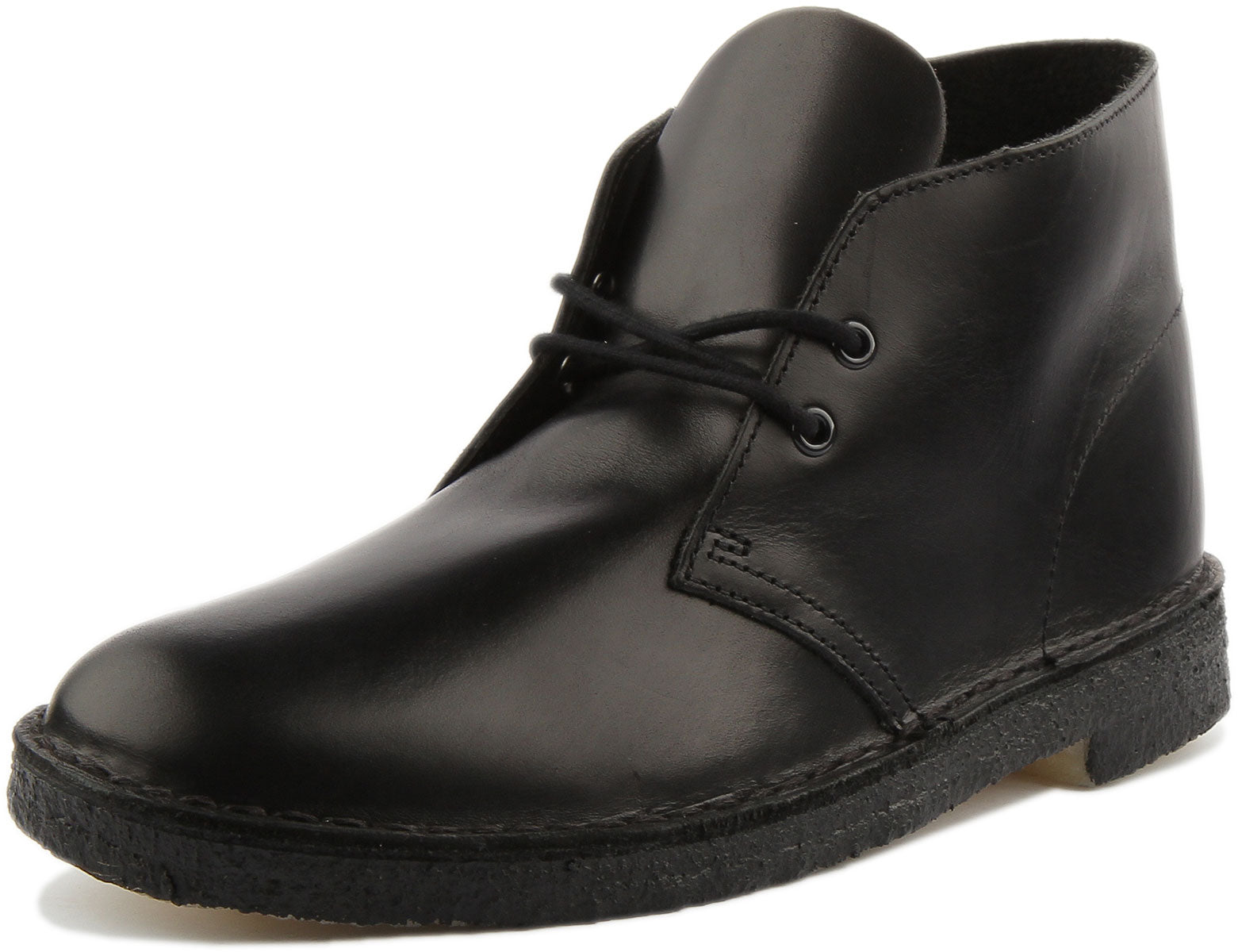 Clarks originals desert boot black smooth sale leather