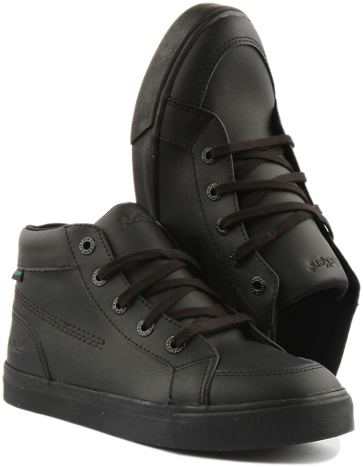 Kickers Tovni High Top School Shoes In Black For Kids