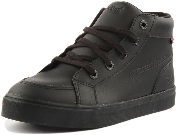 Kickers Tovni High Top School Shoes In Black For Kids
