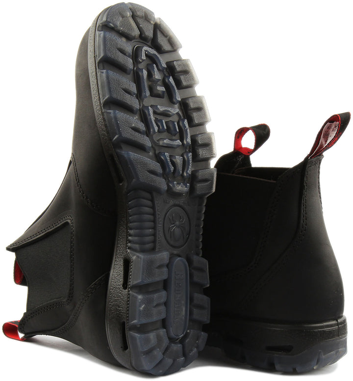 Red Back Usbbk Sicherheits Stiefel aus Leder mit Stahlkappe Schwarz