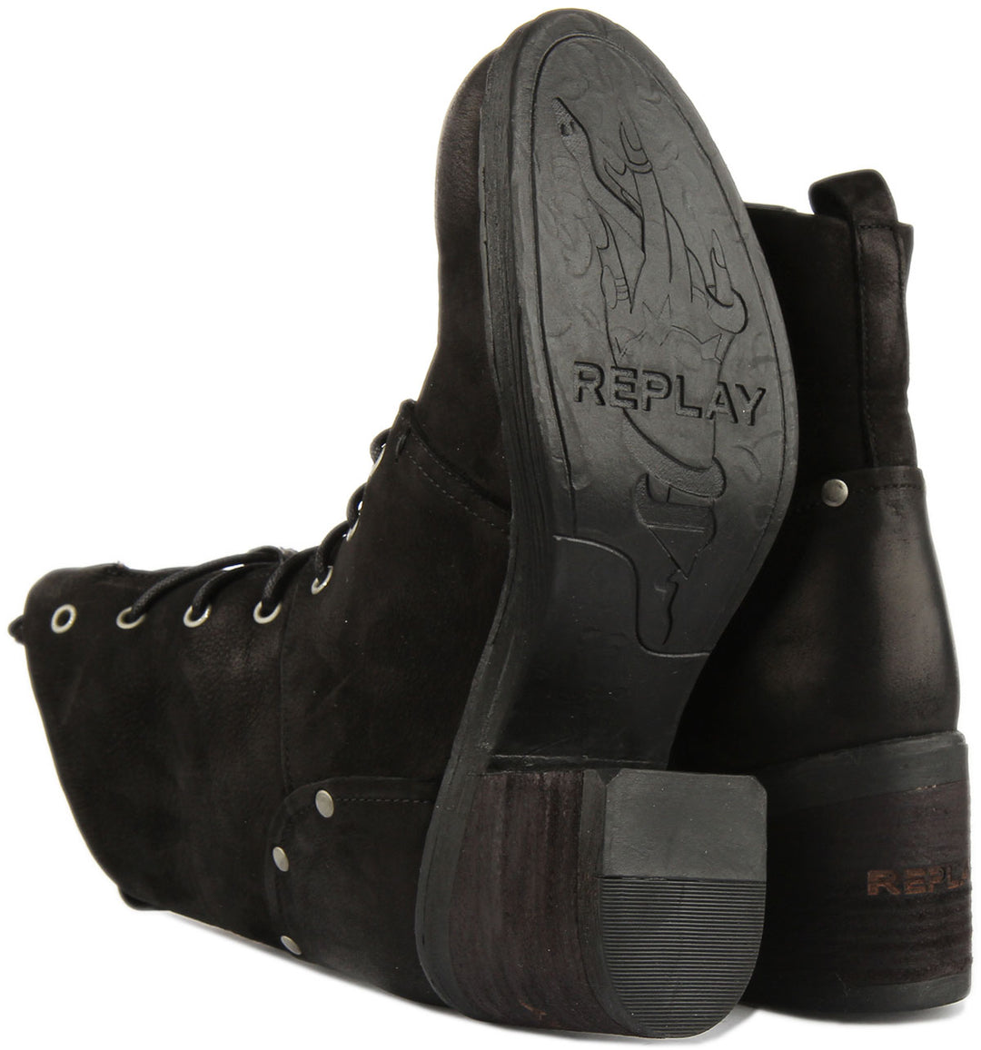 Replay Firestar Military Boots In Black For Women