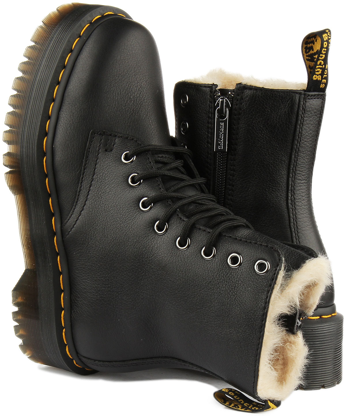 Dr Martens Jadon Fur Boots In Black For Women Platform Boots