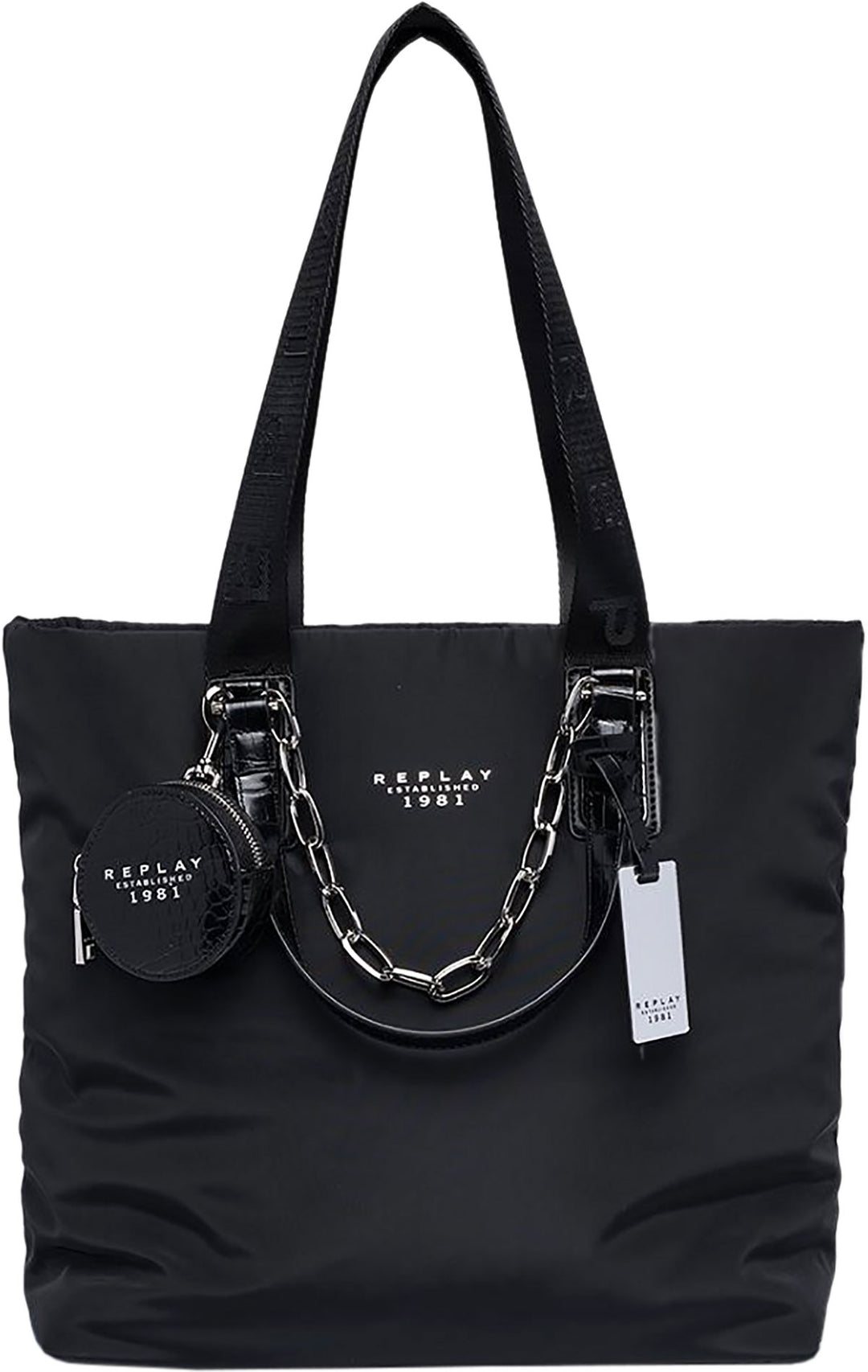 Replay Top Handel Tote Shopping Bag In Black For Women