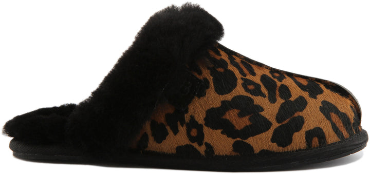 Ugg Scuffette 2 Pantofole da donna in pelle scamosciata con stampa leopardata in leopardo