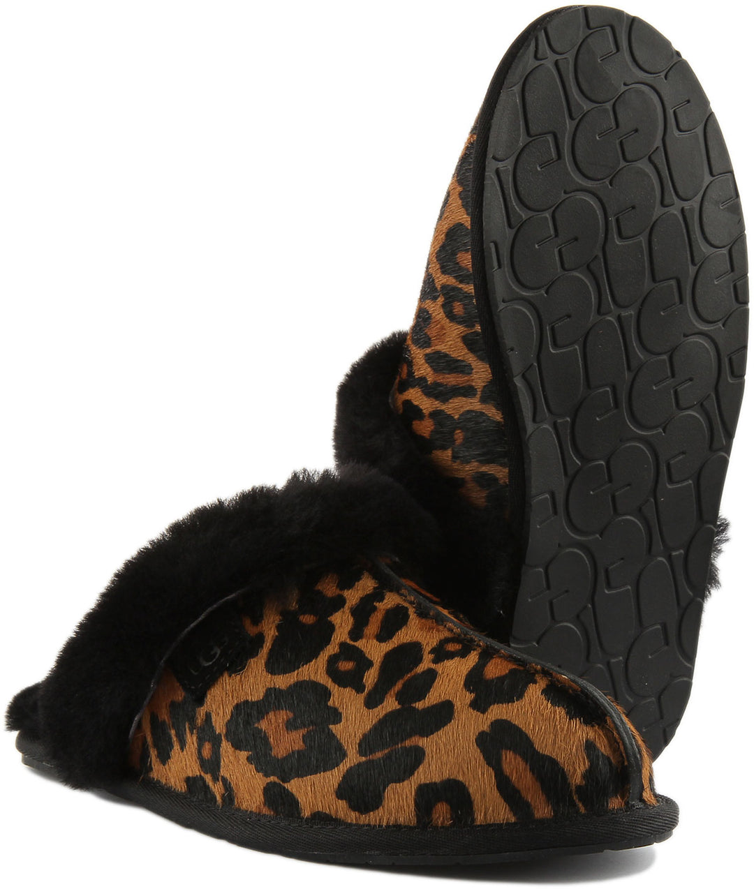 Ugg Scuffette 2 Pantofole da donna in pelle scamosciata con stampa leopardata in leopardo