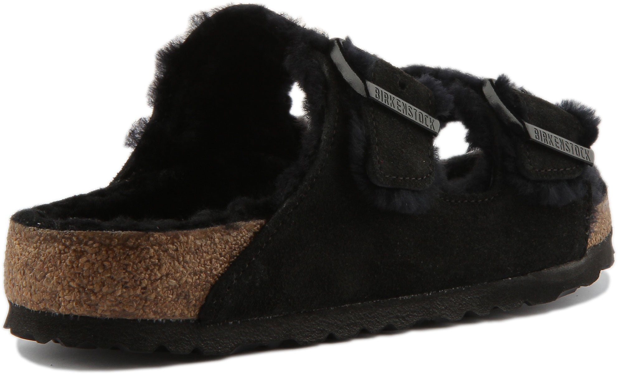 Birkenstock Arizona Shearling Slides In Black Birkenstock