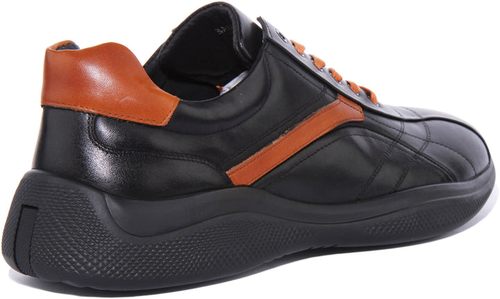 JUSTINREESS Sam Chaussures rétro décontractées en cuir à lacets pour hommes en noir