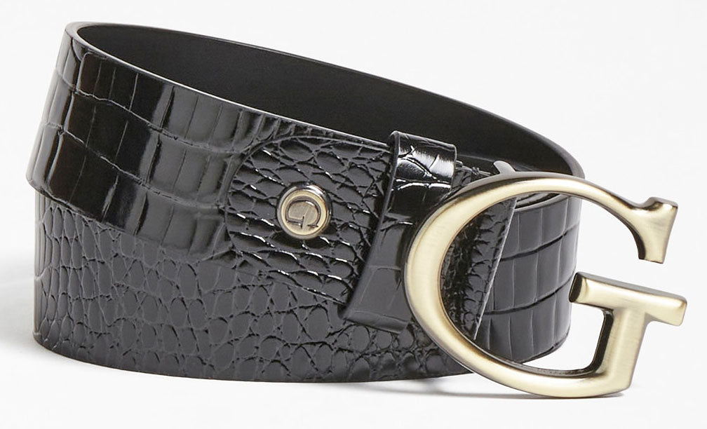 Guess Raffie Cintura regolabile sintetica con stampa croc da donna in nero