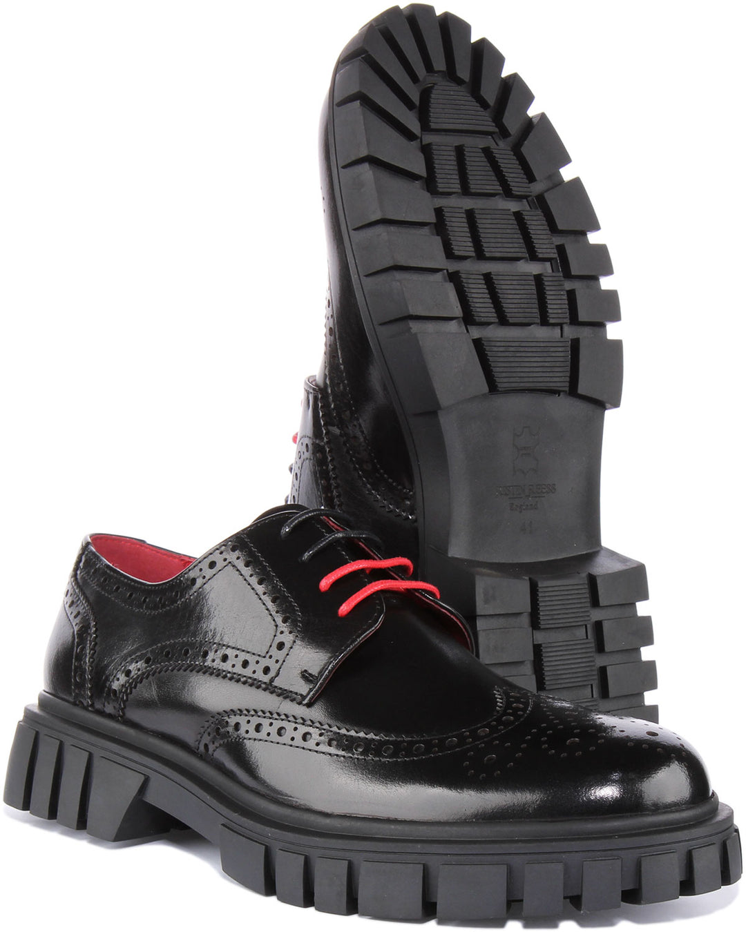 JUSTINREESS Fernando Chaussures brogue à lacets en cuir pour hommes en noir