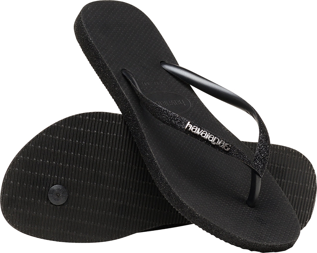 Womens Havaianas Black Glitter Havaianas Flip Flops Havaianas Slim