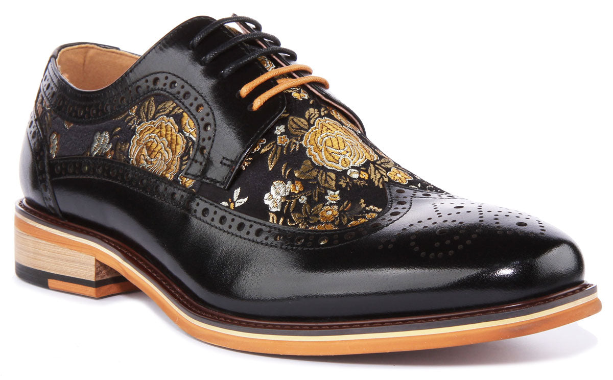 Justinreess England Ross In Black For Men | Floral Lace up Shoes ...