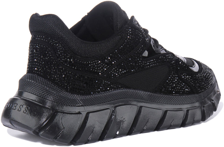 Guess Rhinestone Clarisse Zapatillas de deporte sintéticas inspiradas en el running con cordones para hombre en negro