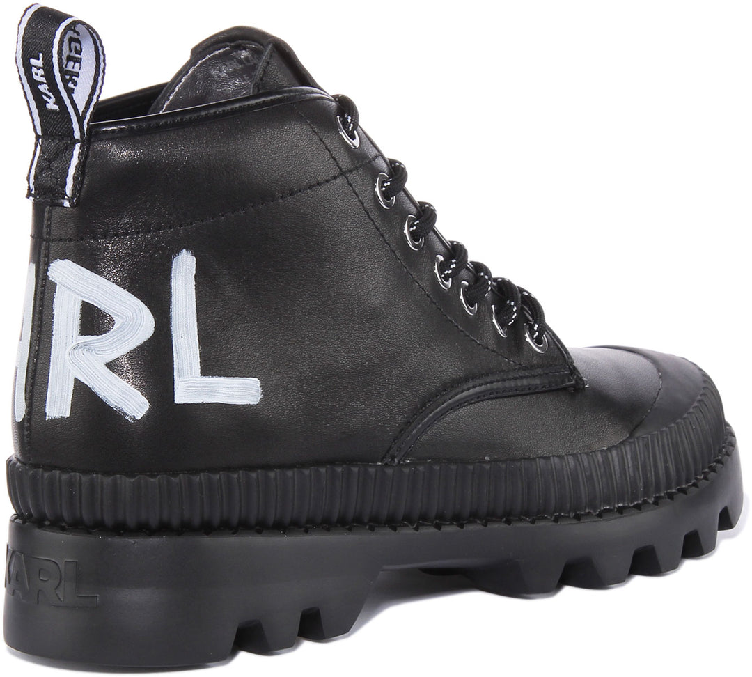 Karl Lagerfeld Trekka II Bottes de randonnée en cuir à lacets pour femmes en noir