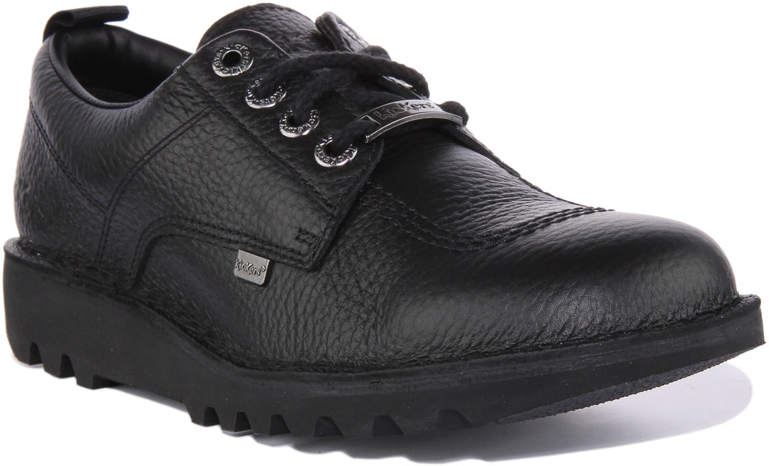Kickers Kick Lo Tumble In Black Triple Stich Lace Up school