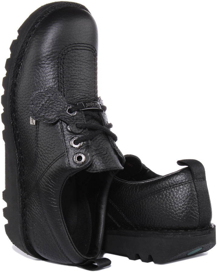 Kickers Kick Lo Tumble Zapatos de cuero de primera calidad con cordones para en negro