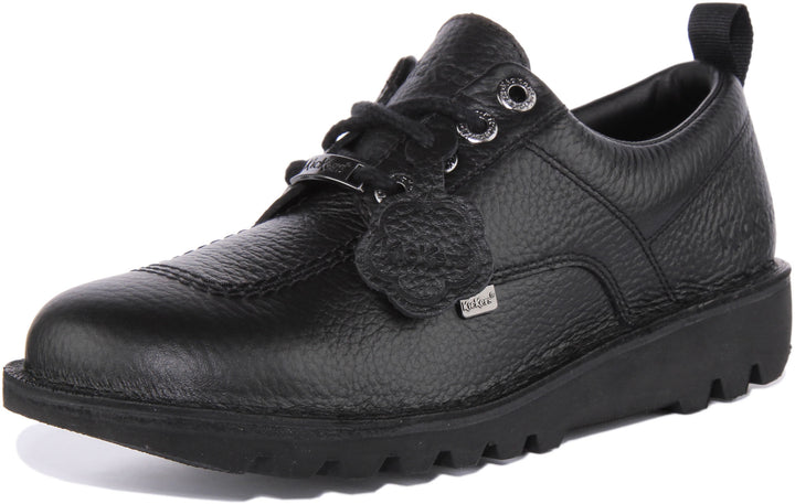 Kickers Kick Lo Tumble Zapatos de cuero de primera calidad con cordones para en negro