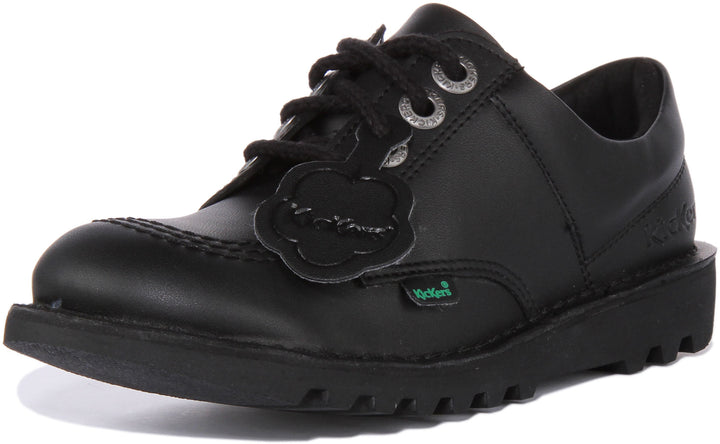 Kickers Kick Lo Vegan Chaussures d'école végane à lacets pour jeunes en noir