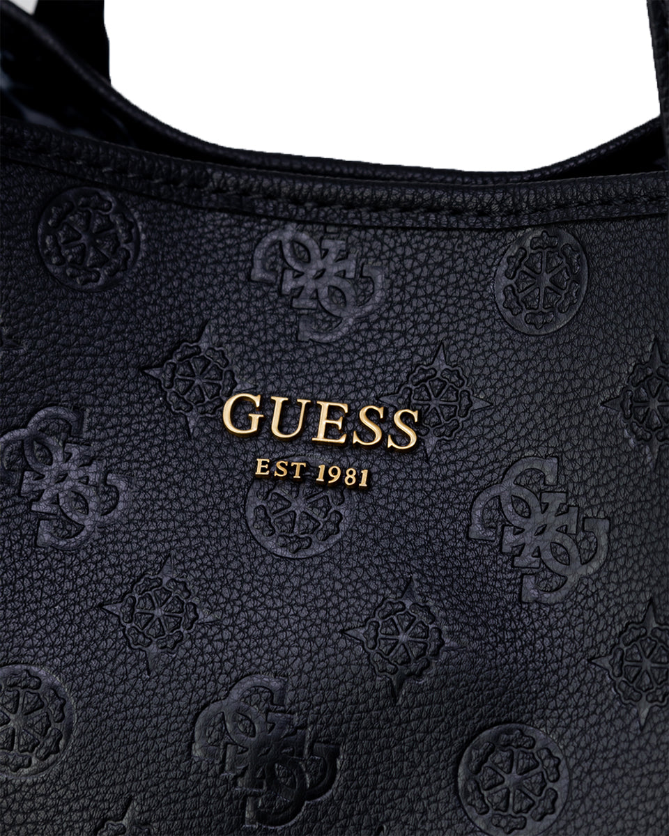Guess Vikky Black Pebbled Slouchy Tote Bag