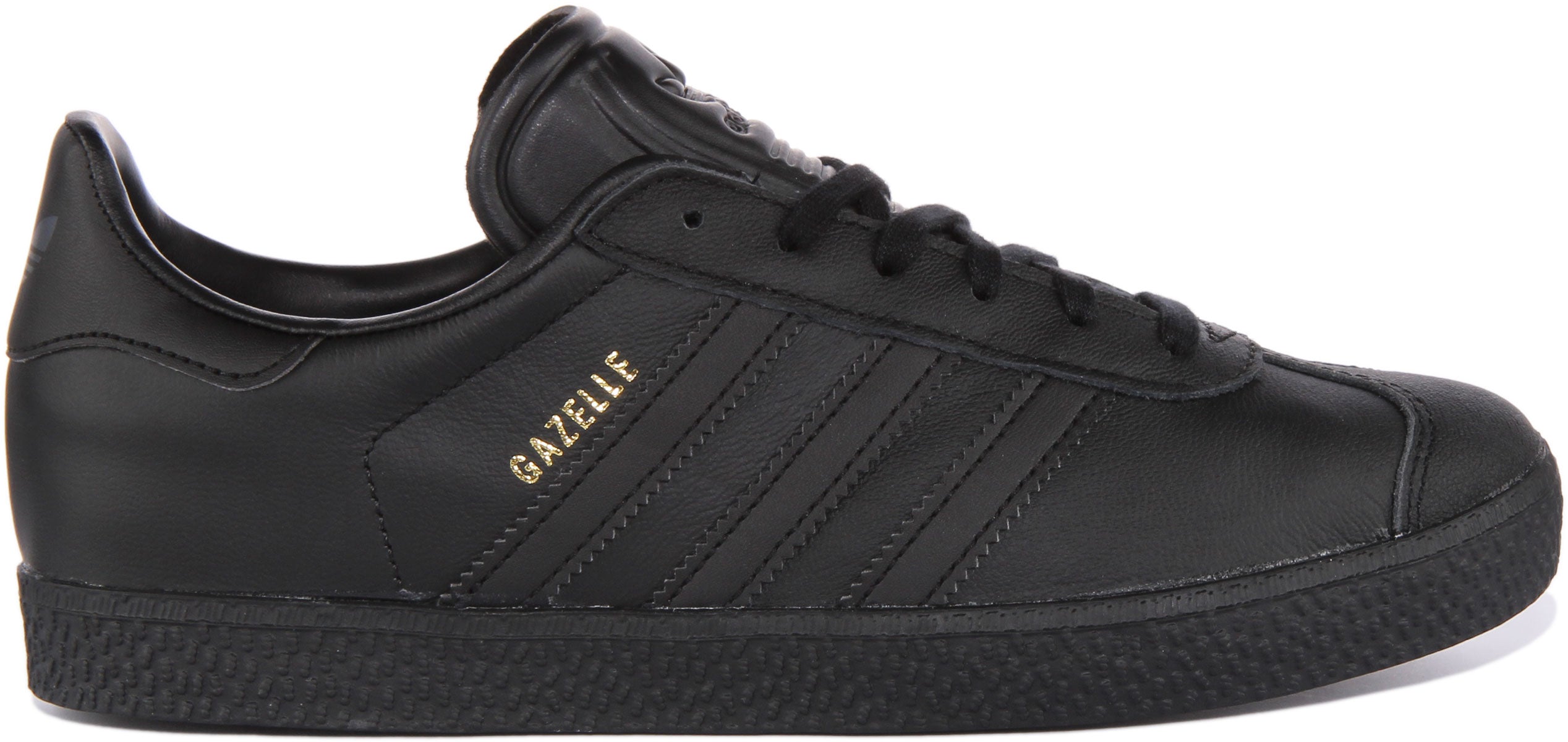 Adidas Gazelle J In Black For Youth Lace up Retro Style Trainers