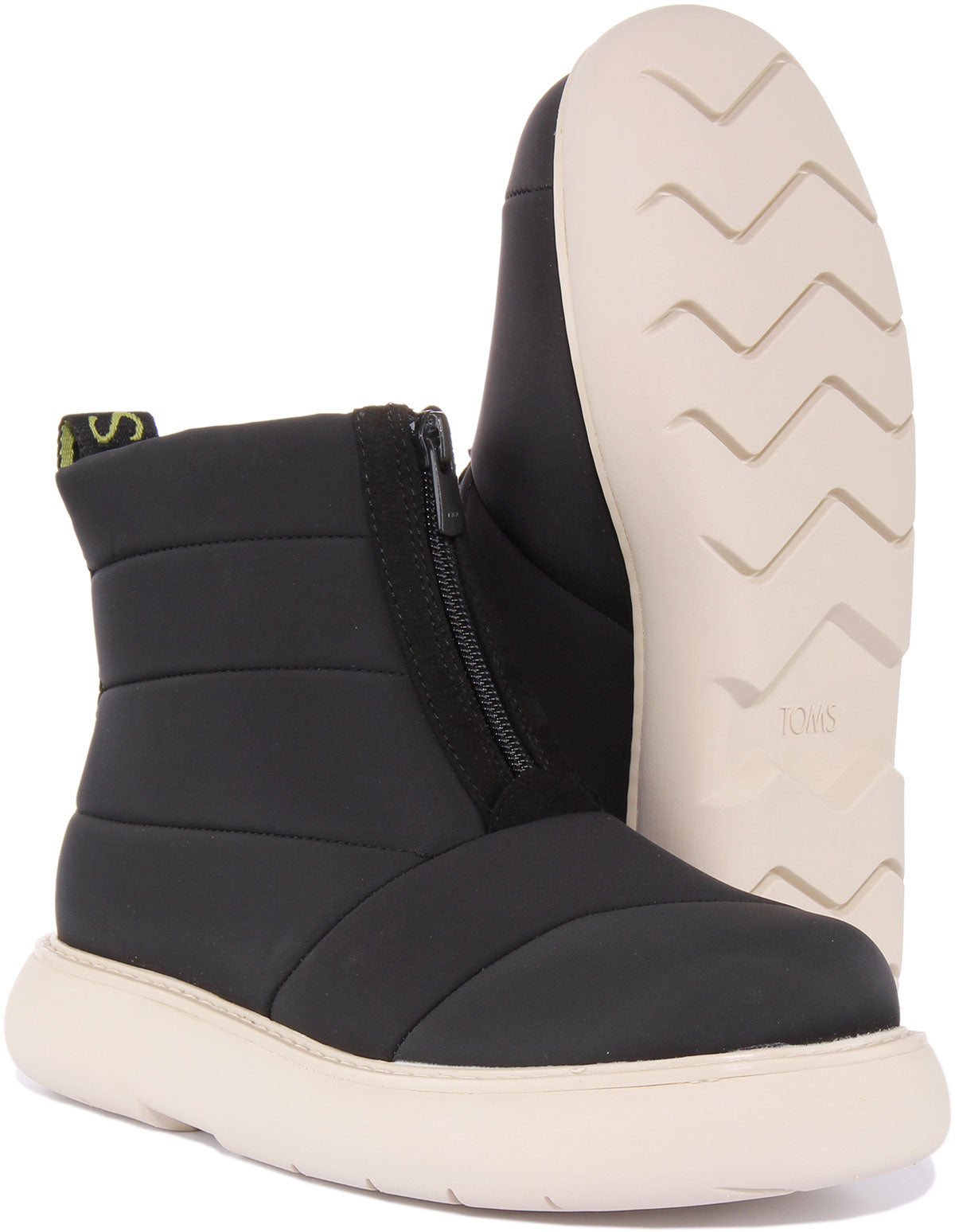 Toms Puffer Boot in Black for Women Botas de cremallera delantera de nylon acolchadas 4feetshoes