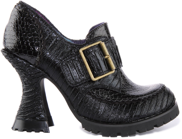 Irregular Choice Step To It Zapatos de tacón curvo para mujer en negro