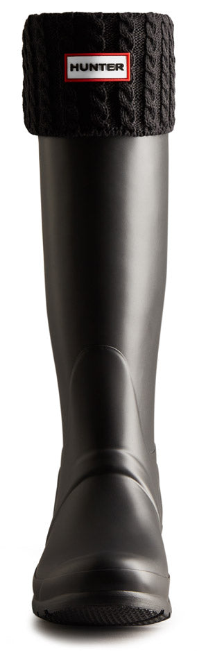 Hunter Original Recycled Mini Cable Calcetines de punto para botas altas para mujer en negro