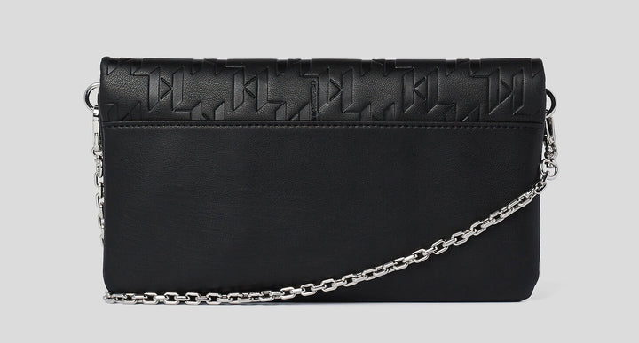 Karl Lagerfeld K Kushion Billetera de cuero con correa de cadena para mujer en negro