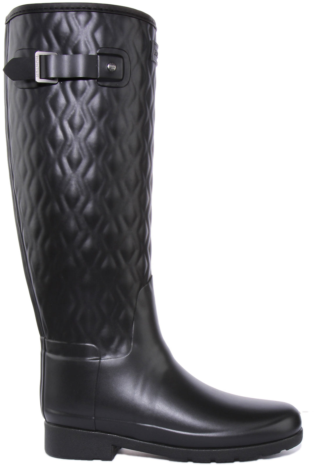 Hunter Bottes de pluie hautes matelassées verticales raffinées pour femmes en noir