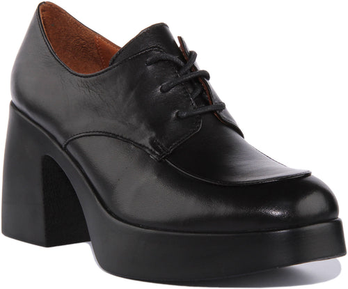 JUSTINREESS Rylan Chaussures Oxford à lacets en cuir pour femmes en noir