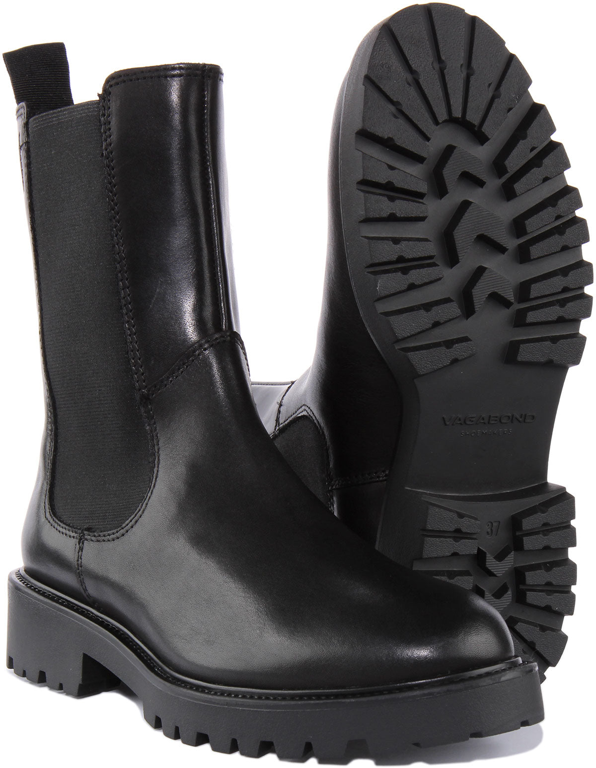 Vagabond kenova black outlet leather chunky chelsea boots