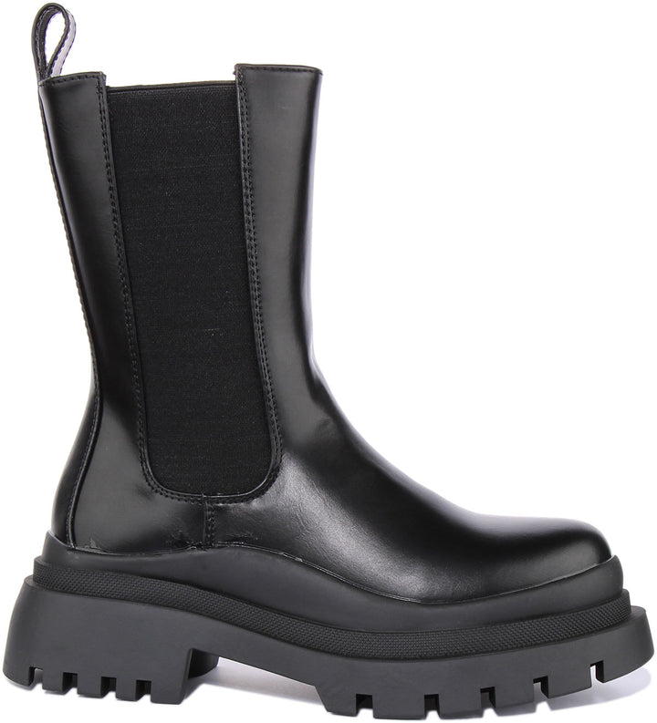 Womens Chunky Sole Chelsea Boot In Black