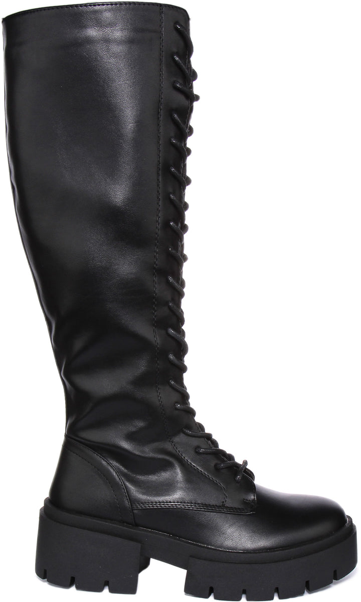 City Shoes WFBRAZIL102 Botín con cordones sintético de ajuste ancho para mujer en negro