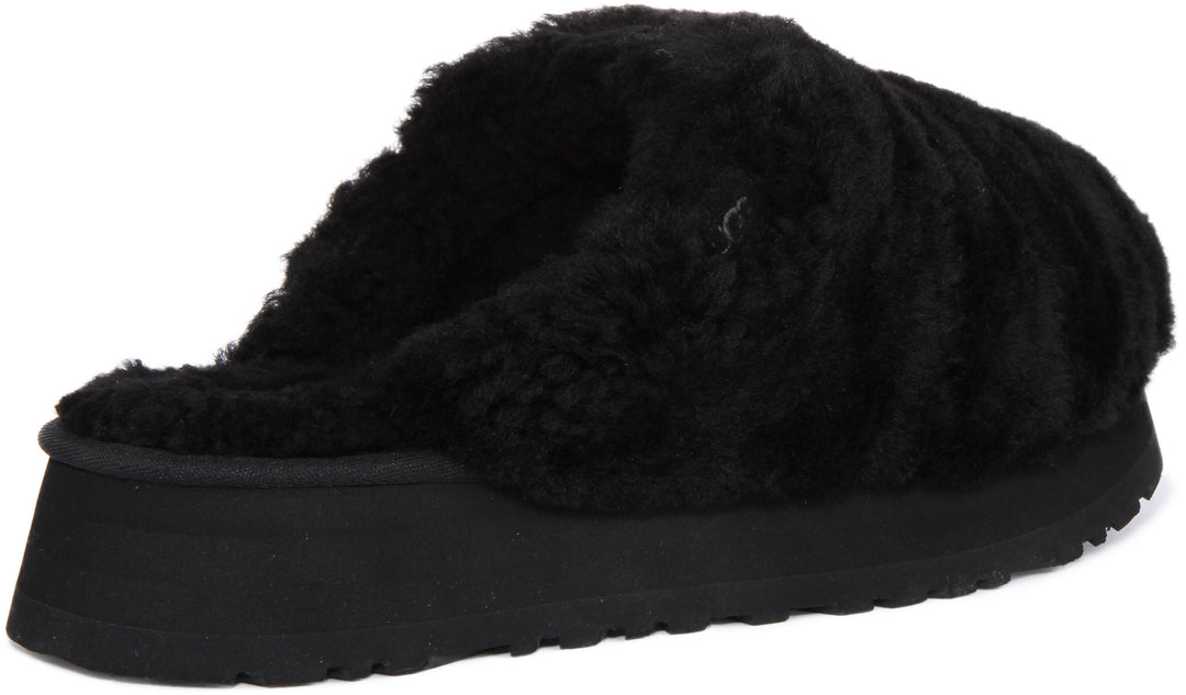Ugg Maxi Curly Chaussons à plateforme en peau de mouton pour femmes en noir