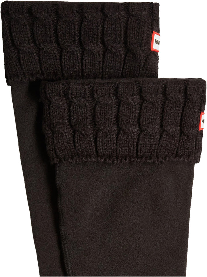 Hunter Chaussettes de bottes hautes à revers câblés à 6 mailles poures en noir