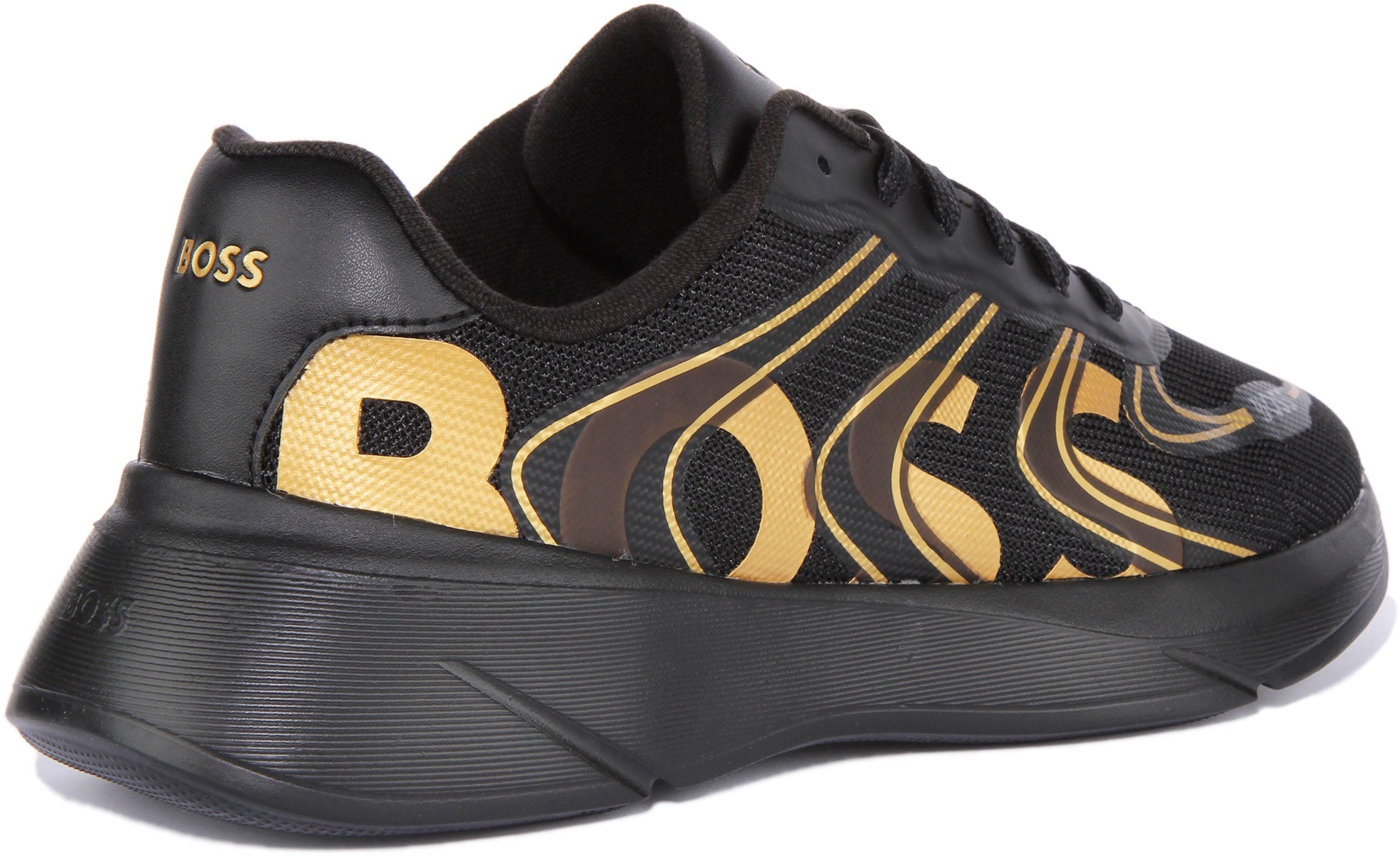 Boss Dean Runner THLG In Black Gold Men | Lace Up Mesh Trainers – 4feetshoes