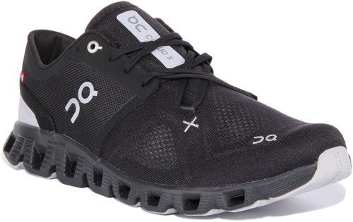 On Running Cloud X 3 Chaussures de course en maille à lacets pour hommes en noir