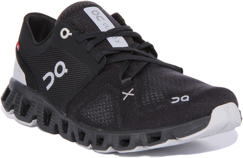 On Running Cloud X 3 Chaussures de course en maille à lacets pour femmes en noir