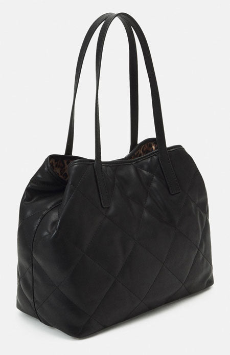 Guess Vikky Quilted Tote Handbag In Black For Women