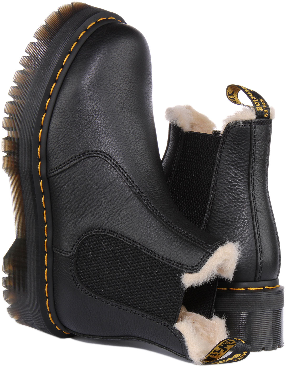 Dr Martens 2976 Quad Fur Lined In Black | Warm Chelsea Boots
