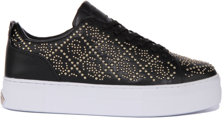 Guess Giaa In Black Gold Trainer For Women